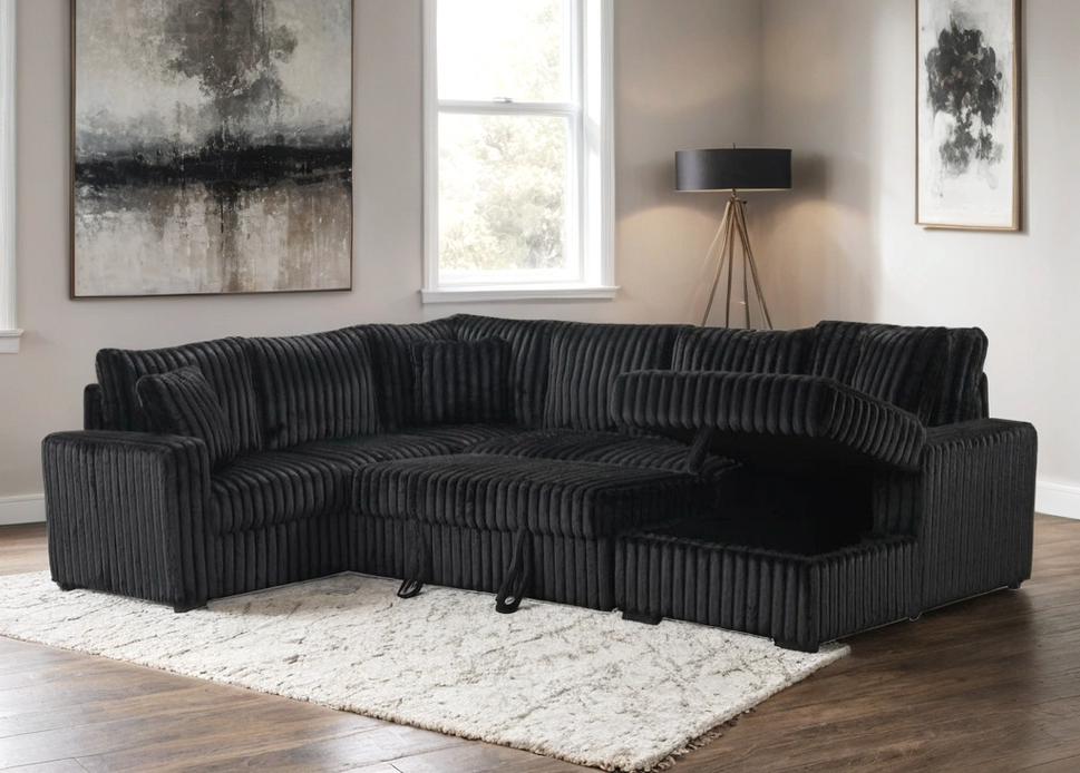 Sonic BLACK Sectional with Pull-Out Bed