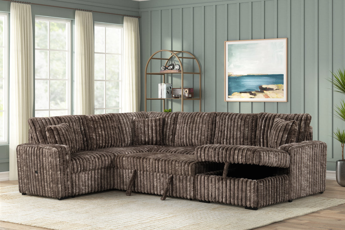 Sonic BROWN Sectional with Pull-Out Bed